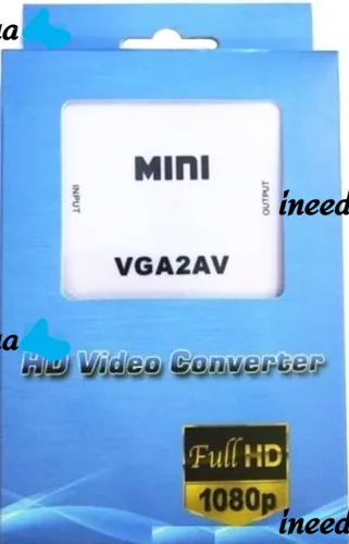 Конвертер перехідник VGA на AV RCA тюльпан, Універсальний Активний адаптер зі звуком і зовнішнім живленням VGA-AV аудіо 3.5 mm Converter Mini 1080P