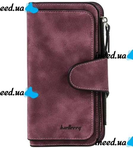 Жіночий замшевий гаманець Baellerry Forever N2345 Dark Red жіноче міні портмоне на 10 відділень для зберігання купюр і дрібниці Темно червоний