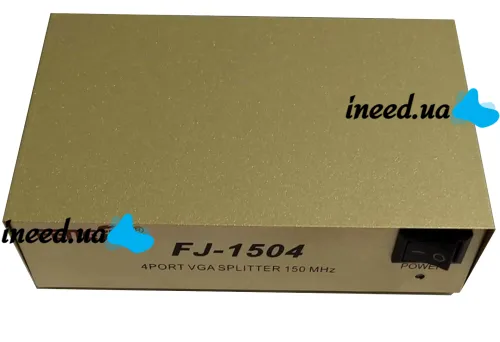 Спліттер VGA KV-FJ1504A Splitter, Комутатор 150MHz 4 Port Чотири порти з адаптером розгалужувач VGA