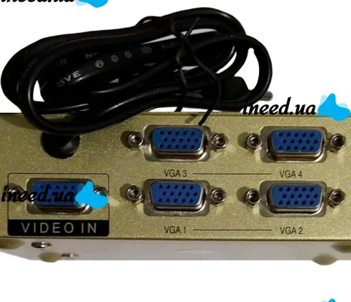 Спліттер VGA KV-FJ1504A Splitter, Комутатор 150MHz 4 Port Чотири порти з адаптером розгалужувач VGA