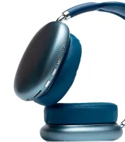 Накладні бездротові навушники Bluetooth Macaron P9 Max з Aux, повнорозмірні блютуз стереонавушники зі слотом карти пам'яті MicroSD, TF Card сині