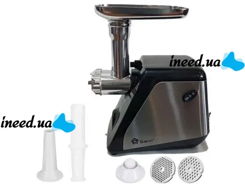 Kitchen Electric Meat Grinder Domotec MS-2022 3000W, Household Electric meat Grinder with sausage and kebbe attachments and a 3000W Homotek Pusher Black