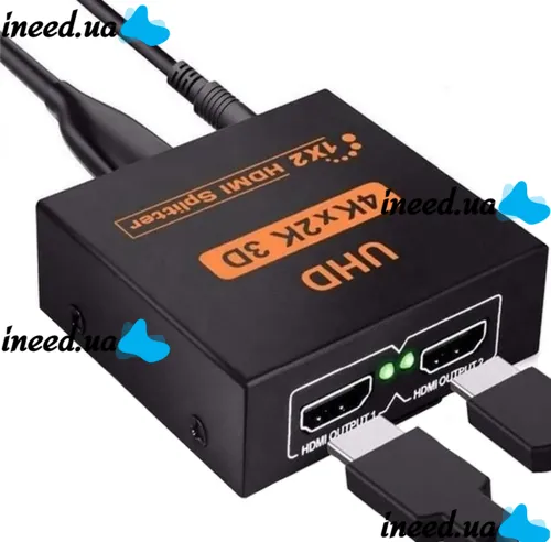 Bidirectional Switch Video Splitter Splitter 1x2 OEM HVS01 to 2 HDMI Ports with 4K, 2K Support, Active Splitter 48512 Black