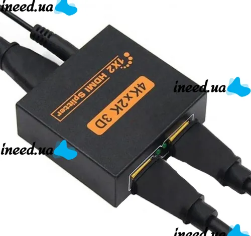 Bidirectional Switch Video Splitter Splitter 1x2 OEM HVS01 to 2 HDMI Ports with 4K, 2K Support, Active Splitter 48512 Black