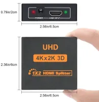 Bidirectional Switch Video Splitter Splitter 1x2 OEM HVS01 to 2 HDMI Ports with 4K, 2K Support, Active Splitter 48512 Black