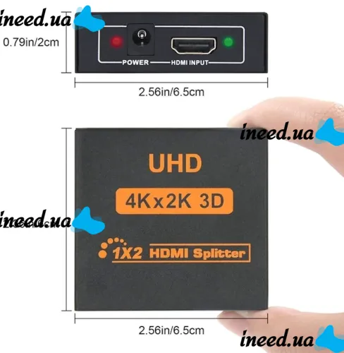 Bidirectional Switch Video Splitter Splitter 1x2 OEM HVS01 to 2 HDMI Ports with 4K, 2K Support, Active Splitter 48512 Black