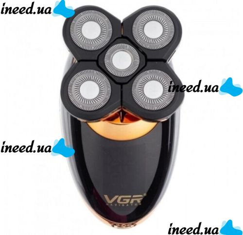 Cordless Rechargeable Men's Electric Shaver VGR V-316 5 in 1 for Dry and Wet Shaving, Hair Trimmer with 5W LED Display