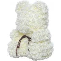 Little Teddy Bear made of artificial 3D Roses Teddy Bear de Luxe 25 cm White, Teddy bear