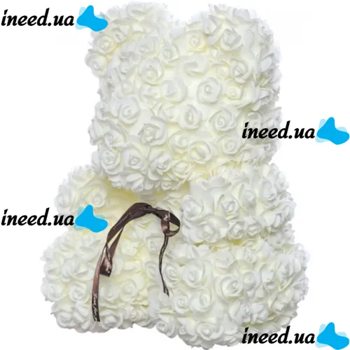 Little Teddy Bear made of artificial 3D Roses Teddy Bear de Luxe 25 cm White, Teddy bear