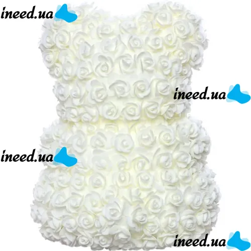 Little Teddy Bear made of artificial 3D Roses Teddy Bear de Luxe 25 cm White, Teddy bear