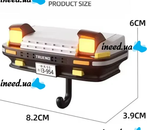 Настінний тримач органайзер для ключів у стилі Toyota Trueno AE86 з LED підсвічуванням фар, Настінна авто ключниця з 1 гачком від батарейок