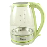 Domotec MS-8112 Green 2200W 2.2L Glass electric kettle, electric kettle with RGB color Backlight
