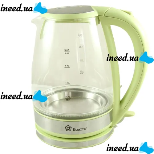 Domotec MS-8112 Green 2200W 2.2L Glass electric kettle, electric kettle with RGB color Backlight
