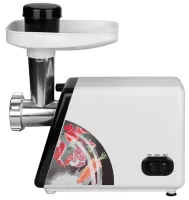 Kitchen electric meat grinder Bitek BT-3367 3200W with sausage and kebbe nozzles and pusher, Household electric meat grinder Vitek 3200W White