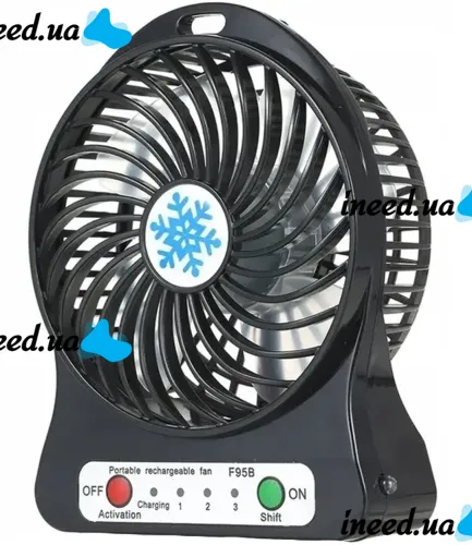 Настільний міні вентилятор Mini Fan XSFS - 01 USB з акумулятором 4.5 W Black, портативний охолоджувач повітря на підставці з Led ліхтариком Чорний