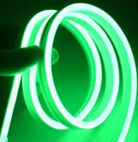 Світлодіодна силіконова стрічка LED NEON Green 0764 5 м з блоком живлення IP65, універсальна неонова гнучка підсвітка 12v-220v 5M в силіконі Зелена
