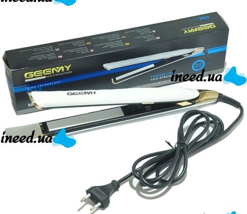 Утюжок випрямляч для волосся Geemy GM-490, Професійна керамічна плойка Вирівнювач Gemei для укладання з дисплеєм і регулюванням температури
