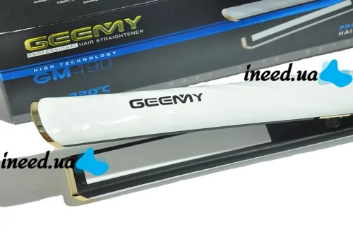 Утюжок випрямляч для волосся Geemy GM-490, Професійна керамічна плойка Вирівнювач Gemei для укладання з дисплеєм і регулюванням температури