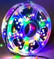 Новогодняя гирлянда RGB роса 100 метров 1000 LED диодов с пультом IP44, светодиодная нить Xmas 8 режимов 100м от сети Разноцветная