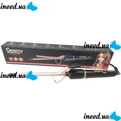 Gemei GM-2825 ceramic pro 9mm professional thin curling iron for small curls, Tourmaline-coated Afro, Gemmy Curling Iron