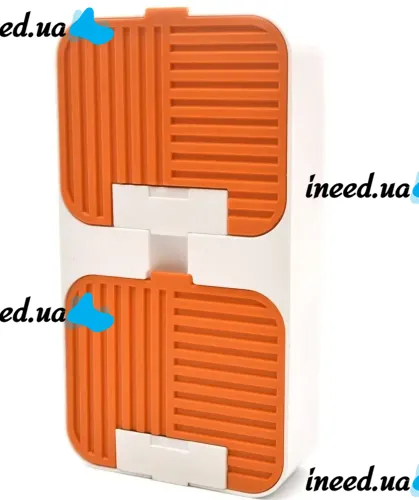 Wall-mounted Soap Organizer Flip Lid Drain Soap Box with 2 compartments with hinged lids, Double Hinged soap Dish with drain to the bathroom wall