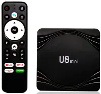 Smart TV Box U8 Mini 4Gb/32GB Android with remote control, 4K Android TV media player with built-in Wi-Fi module for TV Black