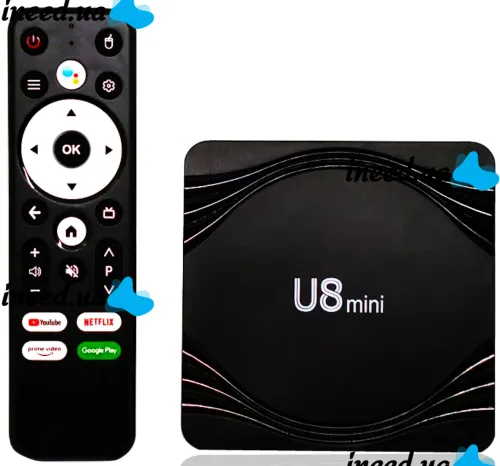 Smart TV Box U8 Mini 4Gb/32GB Android with remote control, 4K Android TV media player with built-in Wi-Fi module for TV Black