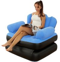 Inflatable single transformer chair Bestway 67277 up to 160kg with reclining back and armrest, single sofa bed 191x97x64 cm for relaxation