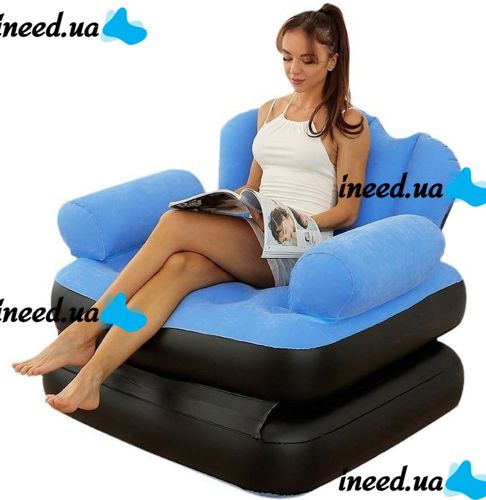Inflatable single transformer chair Bestway 67277 up to 160kg with reclining back and armrest, single sofa bed 191x97x64 cm for relaxation