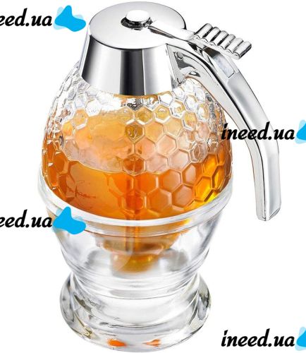 Диспенсер для меда Honey Dispenser ручной дозатор 200 мл, емкость колба для соусов, карамели, варенья, диспенсер-дозатор на подставке 10*15 см