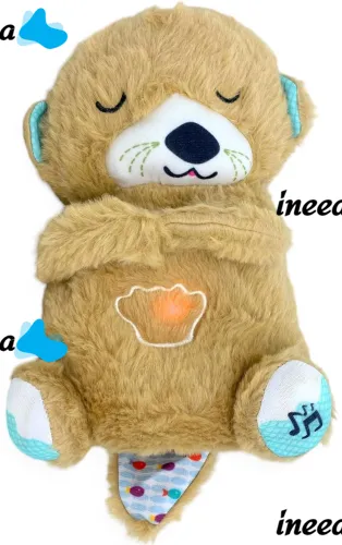 Світна дихаюча Видра Fisher Price FXC66 30 см з диханням для сну дітей, м'яка плюшева іграшка музичний нічник від батарейок Коричнева