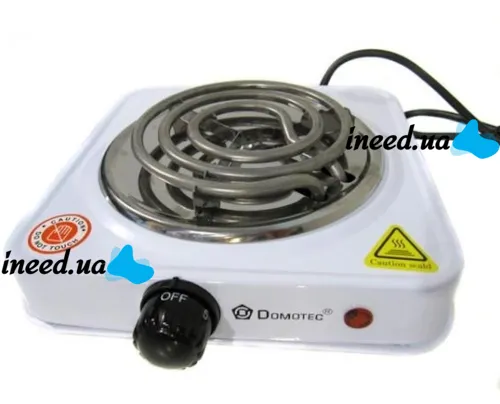 Електрична настільна спіральна плита на одну конфорку Domotec MS-5801 1000W, одноконфорочная електроплита 1000Вт з термостатом на 5 положень