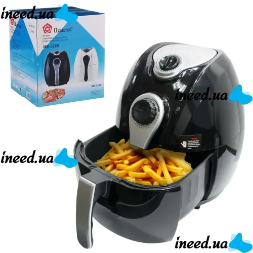 Aerofryer multi-oven Domotec Airfryer Ms-3220 4.5L with the function of an aerogrill for cooking without oil 1300W, Oil-free fryer Black