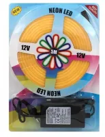 Світлодіодна силіконова стрічка LED NEON 0729 Yellow 5 м з блоком живлення, універсальна неонова гнучка підсвітка 12v-220v 5m в силіконі Жовта