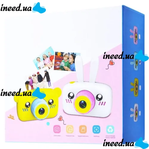 Дитячий акумуляторний фотоапарат DVR Baby Camera XL - 500R зайчик, Дитяча цифрова камера 7688 600mAh, цифровий фотоапарат для дітей Рожевий