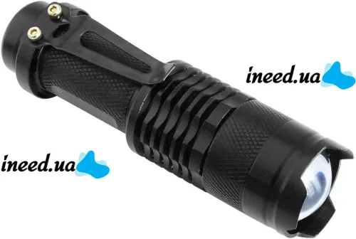 Ручной мини фонарик с линзой Bailong BL-8468 99000W Карманный светодиодный фонарь Supretto X-Balog с функцией зума Черный