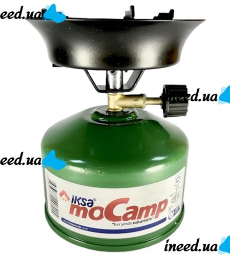 Iksa MoCamp 203 Green Camping Gas Burner with Piezo Ignition, Portable Mini Cooking Stove, Picnic and Camping Balloon Green