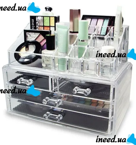 Настільний акриловий органайзер акриловий Cosmetic Storage Box для косметики і дрібниць, косметичний бокс з висувними ящиками прозорий