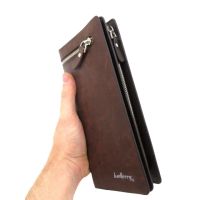 Чоловічий шкіряний гаманець клатч Baellerry Italia Brown B618 на 21 відділення для купюр і телефону на блискавці, чоловіче портмоне Коричневий