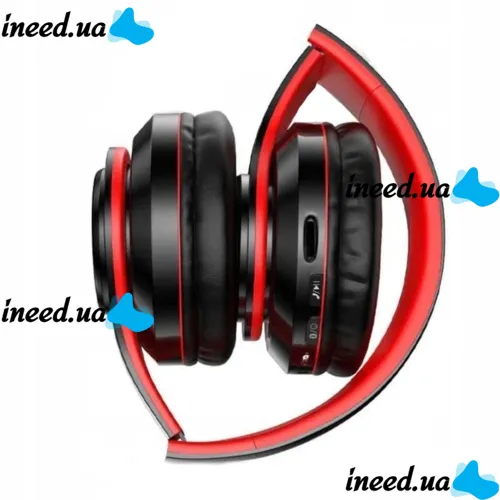 Бездротові накладні навушники Bluetooth B39 Black з мікрофоном підтримкою TF-карти і LED підсвічуванням SD AUX блютуз стерео навушники чорно-червоні