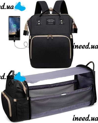 Bag Backpack Crib for Moms 3 in 1 Living Traveling Share R053 Baby Travel Bed-Bag Black Black
