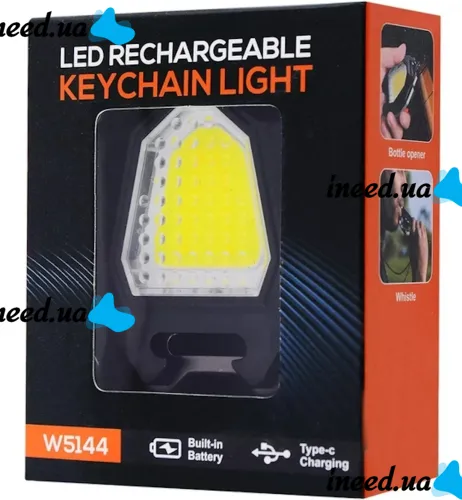 Нагрудний акумуляторний LED ліхтарик брелок Police Lamp W5144 з прикурювачем і свистком, похідний ліхтар із запальничкою і брелоком 7 режимів від USB