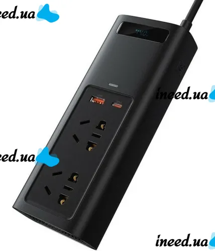 Автомобільний перетворювач напруги з 12V на 220v Baseus RNBQ-A01 150W інвертор з швидкою зарядкою CN EU 2 розетки type-C USB від прикурювача