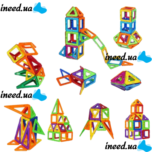 120 parts Children's Magnetic Constructor Mag Block MG-120 multi-colored 3D constructor in a plastic box, Developing a game set for children