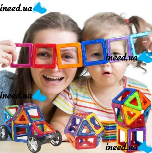 120 parts Children's Magnetic Constructor Mag Block MG-120 multi-colored 3D constructor in a plastic box, Developing a game set for children