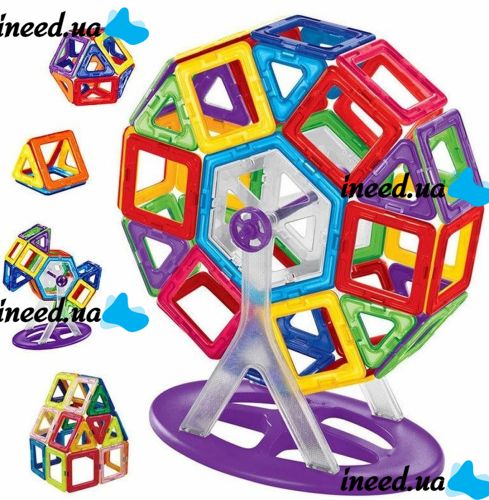 120 parts Children's Magnetic Constructor Mag Block MG-120 multi-colored 3D constructor in a plastic box, Developing a game set for children