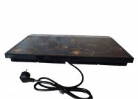 Індукційна настільна електроплита на 2 конфорки Crownberg CB1328 4000w, двоконфорочна електрична плита з дисплеєм і таймером 4000 Вт Чорна