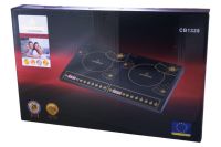 Індукційна настільна електроплита на 2 конфорки Crownberg CB1328 4000w, двоконфорочна електрична плита з дисплеєм і таймером 4000 Вт Чорна