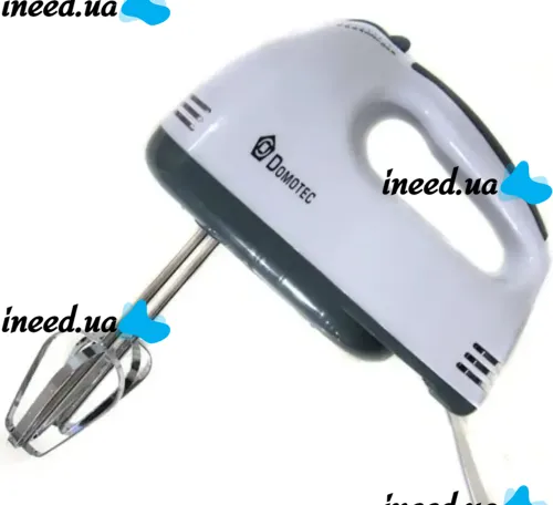 Domotec MS-1333 180W 7-speed Hand mixer with nozzles for whipping and kneading dough, Kitchen mixer foam mixer Domotek DH-133 White