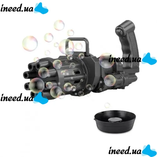 Игрушечный детский пистолет пулемет для создания мыльных пузырей Electric Bubble Gun Blaster 20 см, пистолет-пулемет для детей batlinggun Черный